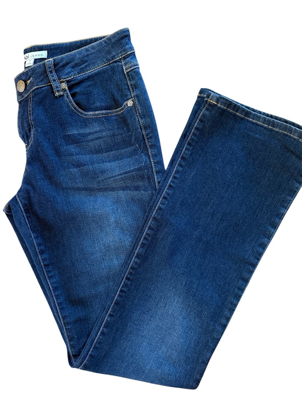CABI GALAXY WASH SLIM BOOT CUT LEG WOMEN MID RISE DENIM JEANS SUBTLE FADING SZ 4
